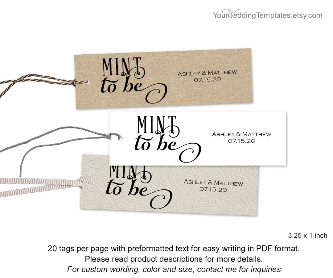 Mint to be favor tags Wedding mint to be tags DIY wedding