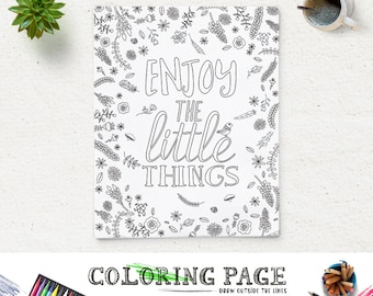 coloring page enjoy the little things printable quote instant download art print zen printable adult coloring - Quote Coloring Pages coloring page enjoy the little things printable quote instant download art print zen printable adult coloring - Quote Coloring Pages