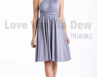 Bridesmaid Dress Infinity Dress Periwinkle Straight Hem Knee Length Wrap Convertible Dress Wedding Dress