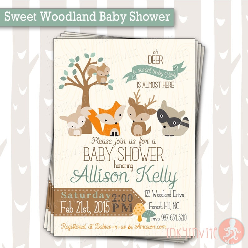 Woodland Themed Baby Shower Invitations 1