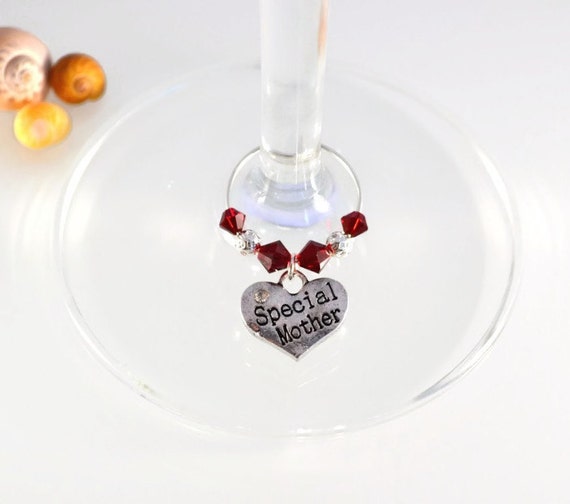 Mother Wine Glass Charm Swarovski Crystal Special Mother