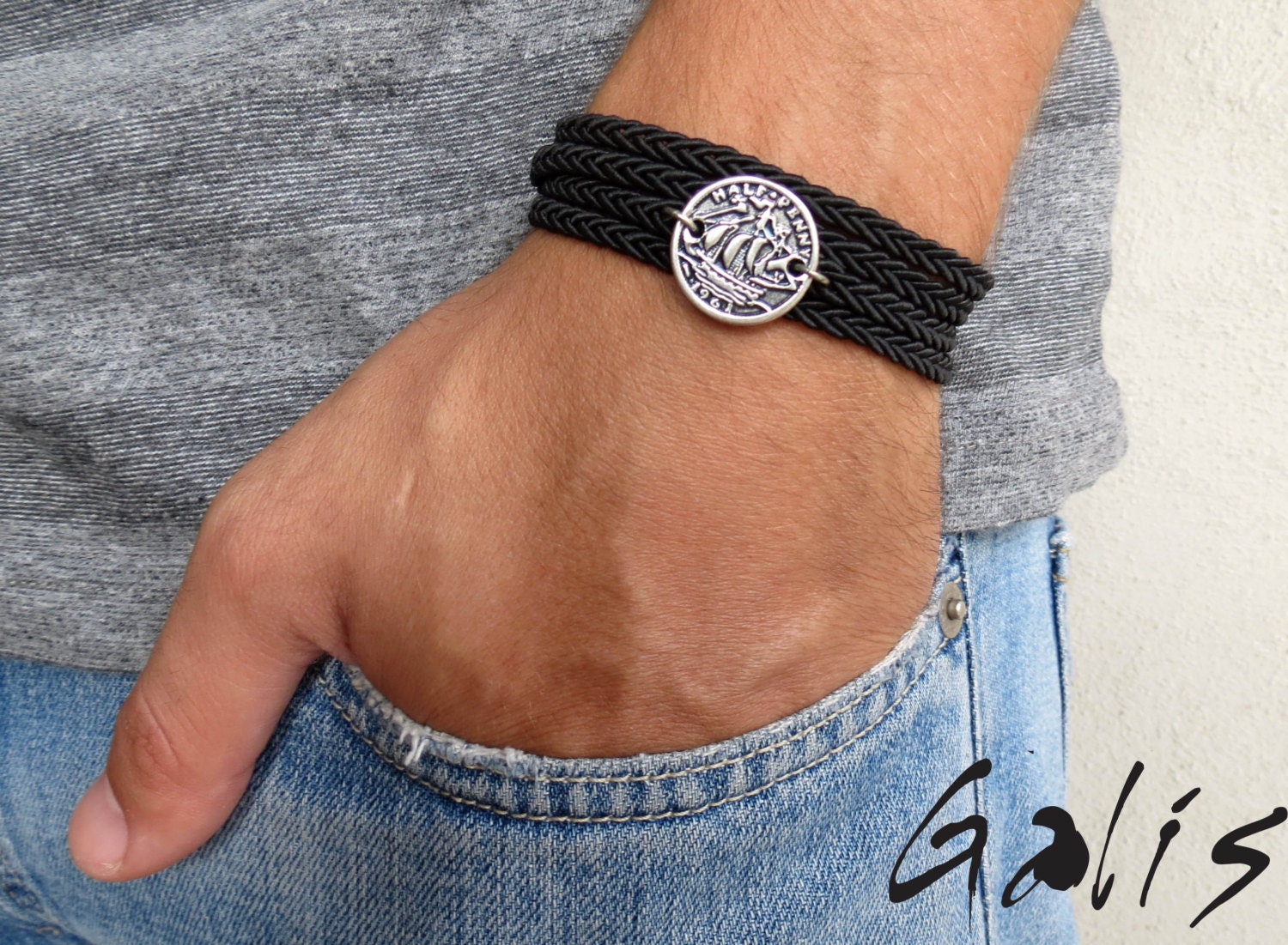 Men's Bracelet Men's Coin Bracelet Men's