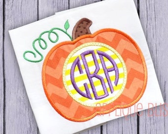 Monogram Pumpkin Digital Halloween Applique Design - Machine Embroidery - Halloween Embroidery Design - Circle Monogram - Download