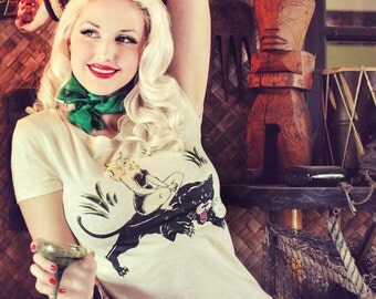 Queen of the Jungle Tshirt size S, M, L,XL,2XL,3XL Heather beige Rockabilly Pinup girl Vintage inspired by Mischief Made