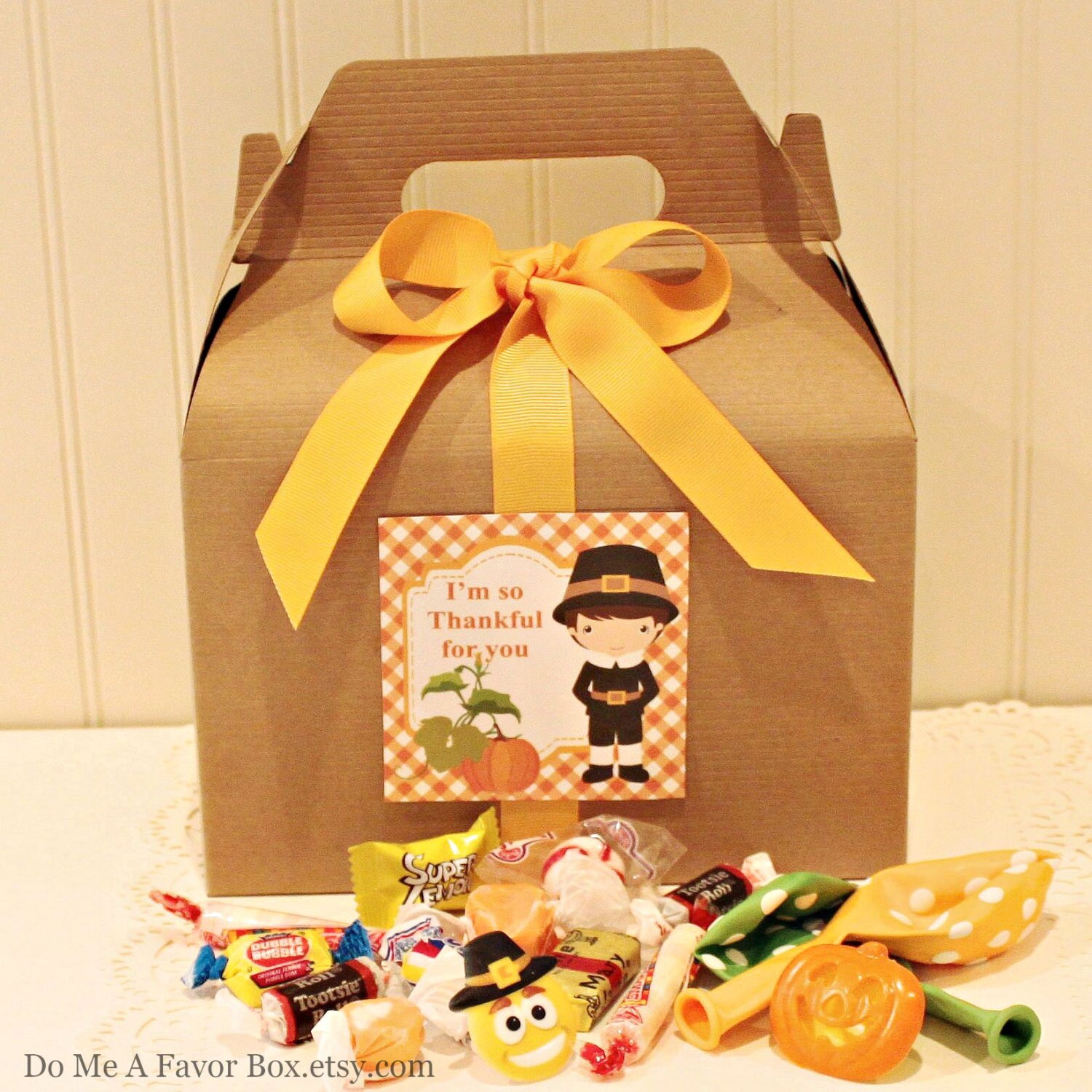 Thanksgiving Favor Boxes 6 Pilgram Favor Box with Labels and