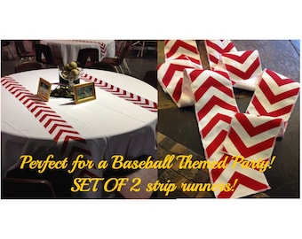 ORIGINAL Baseball Party Decorations Red Chevron Modern Wedding Table Runner - set of 2 in your choice of length - birthday bar mitzva