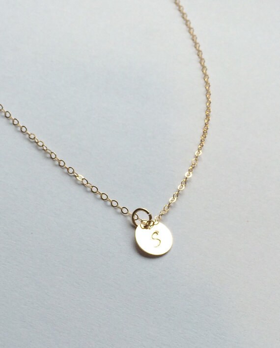 Initial Stamped Gold Charm Necklace Hand by PhenomenalWomen