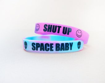 Pastel Grunge Bracelet // Alien Smiley Face Bracelet // Soft Grunge // Pastel Goth // Shut Up Bracelet // Space Baby Bracelet // 90s Hippie