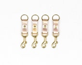 LEATHER and Brass Key Fob. Leather Key Chain with Swivel Hook. Leather Keychain.