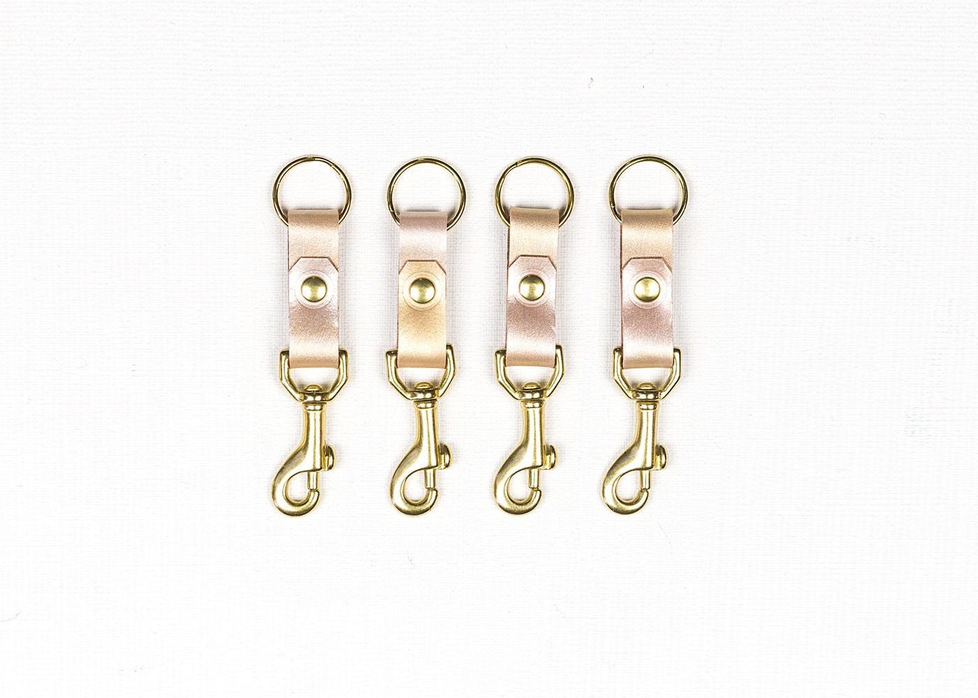 LEATHER and Brass Key Fob. Leather Key Chain with Swivel Hook.