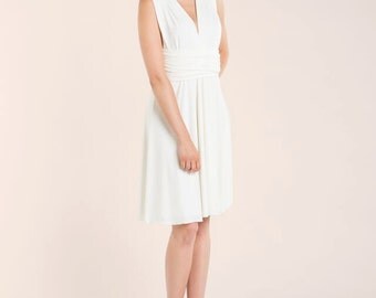 Ready-to-ship short wedding dress, knee length white dress, ready to ship ivory dress, short white infinity dress, wedding reception dress