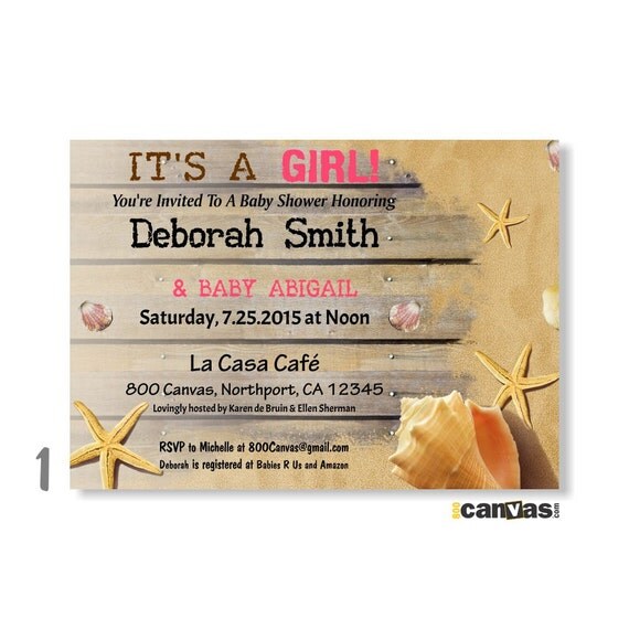 Beach Baby Shower Invitation. Beach Theme. Girl Boy Beach Side