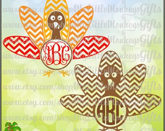 Chevron Turkey Multicolor Monogram Base Digital Clipart Instant Download SVG DXF EPS Jpeg Png
