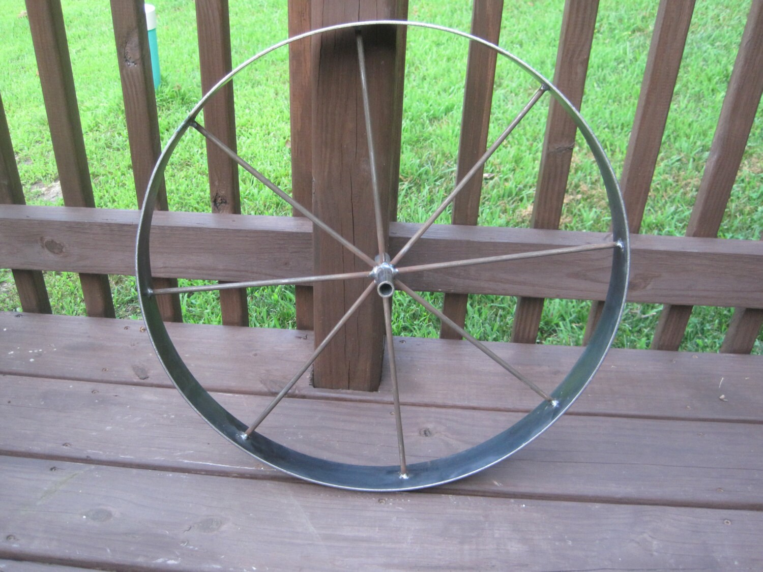 Handmade 20 Rustic Steel Wagon Wheel With Axle by MudDauberMtg