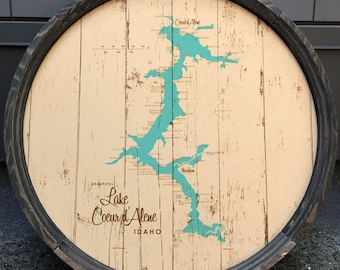 Lake Coeur d'Alene, ID Map Barrel End