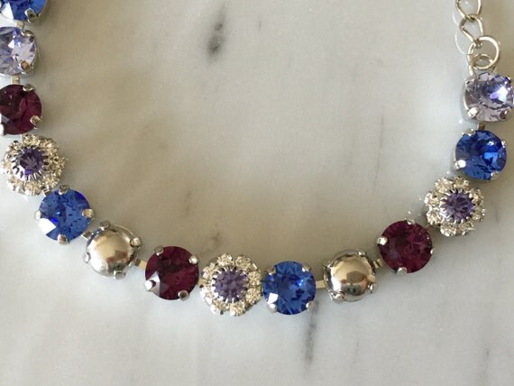 Swarovski Crystal Bracelet, Swarovski Amethyst Crystal Bracelet, Tanzanite Crystal Bracelet, Swarovski Purple Crystal Bracelet