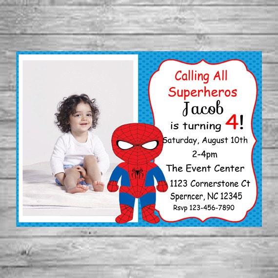 Spiderman Invitation Free 4x6 Thank You by littlesweetmemories