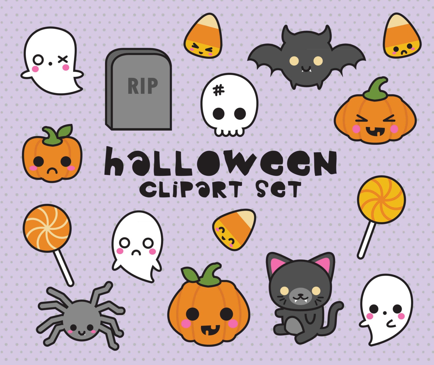 Download Premium Vector Clipart Kawaii Halloween Clipart Spooky