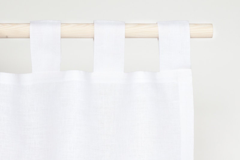 Tab Top Linen Curtain Panel / WHITE / homey style / by solinen