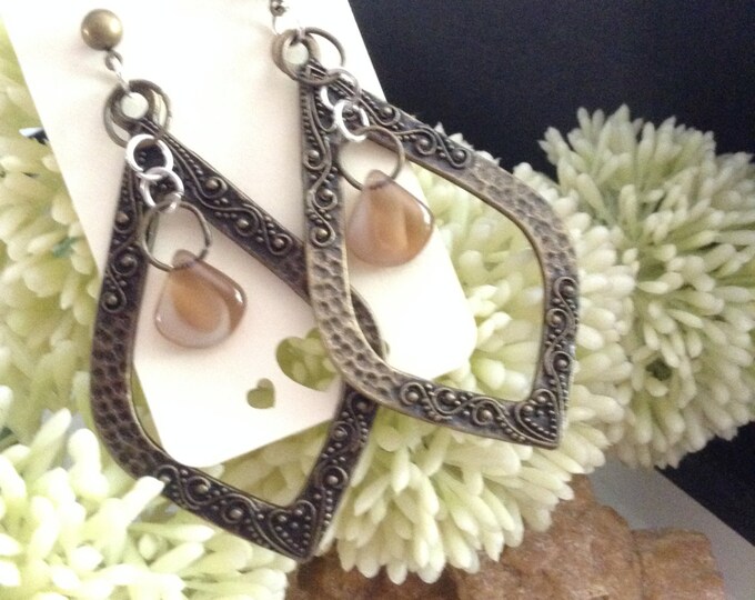 Bronze & Czech Glass Earrings