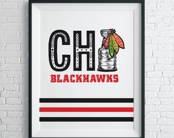 Chicago Blackhawks Jersey Wall Art / Blackhawks Poster / Chicago Art Print