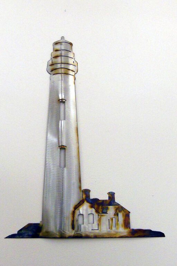 Lighthouse Metal Art Wall Sculpture in Stainless Steel