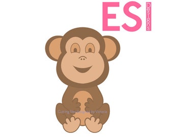 Monkey SVG, DXF, EPS, cutting file for use with Silhouette Studio and Cricut Design Space. Baby Giraffe, Baby showers, New baby.