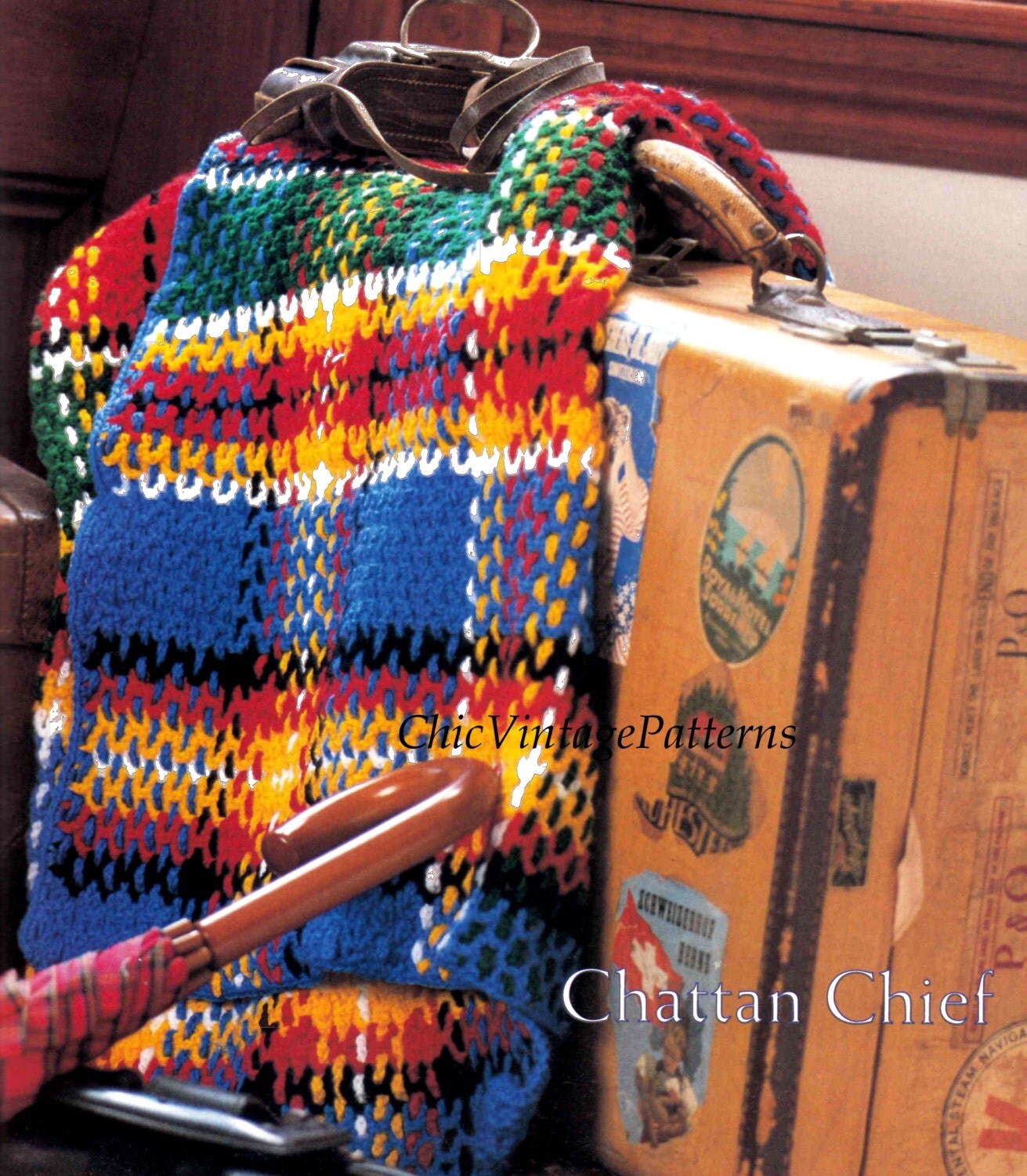 Tartan Afghan Pattern Crochet Rug by ChicVintagePatterns