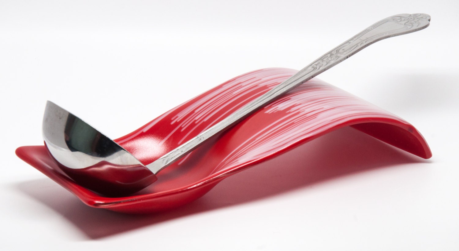 Red Contemporary Glass Spoon Rest Holiday Spoon by EladaGlass