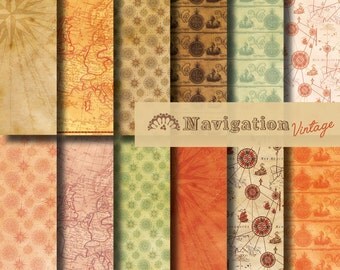 Digital Navigation Map Vintage Paper
