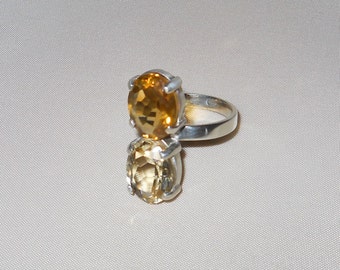 •CITRINE - CLARA• decorative band silver ring (size 6.75)