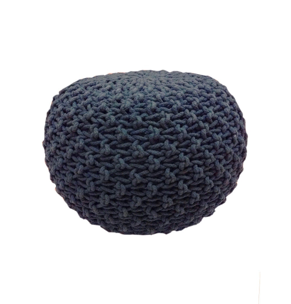 handmade knitted pouf navy blue hand knit pouf ottoman by handmade knitted pouf navy blue hand knit pouf ottoman by