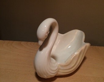 Vintage Handmade Ceramic Swan Dish / Favor