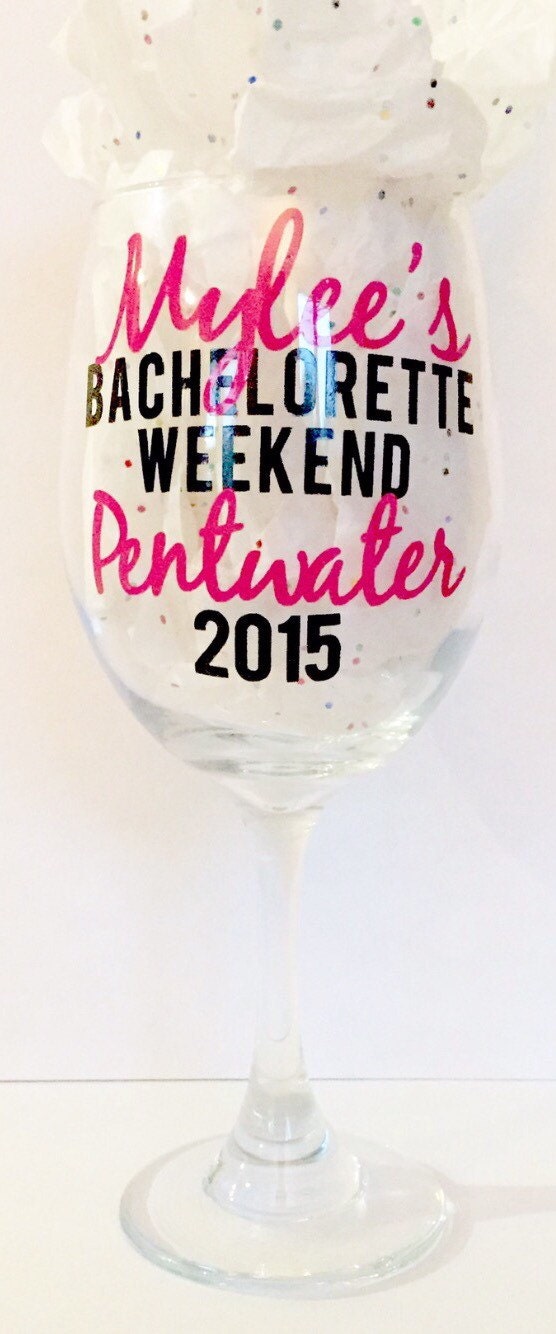 Bachelorette Wine Glass destination party by FuzzHeadCrafts