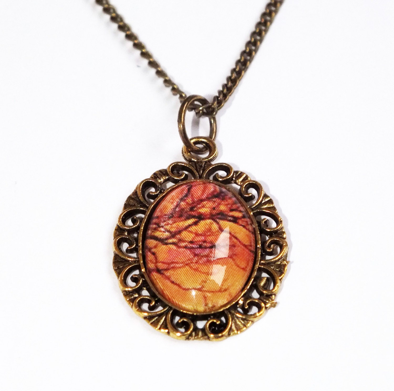 Sunset necklace Romantic jewelry Sunrise necklace Glass