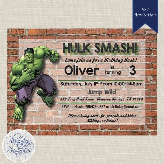 Hulk Birthday Invitations 8