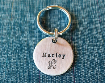 Medium Pet Tag - Custom Name with Poodle- 1 inch Custom Pet ID Tag - Handstamped aluminum - Dog ID Tag - Cat ID Tag - Name and Phone Number