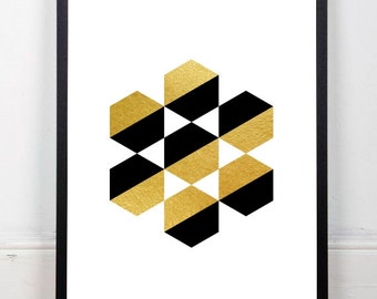 Black and gold print | Etsy