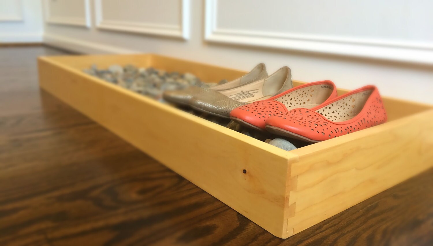 Maple Wood Shoe Rack Wooden Shoe Tray Shoe and by SimplerHome