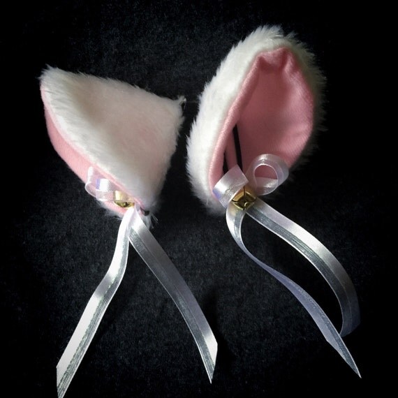 White Kawaii Cat Ears clip on by AmbientElement on Etsy
