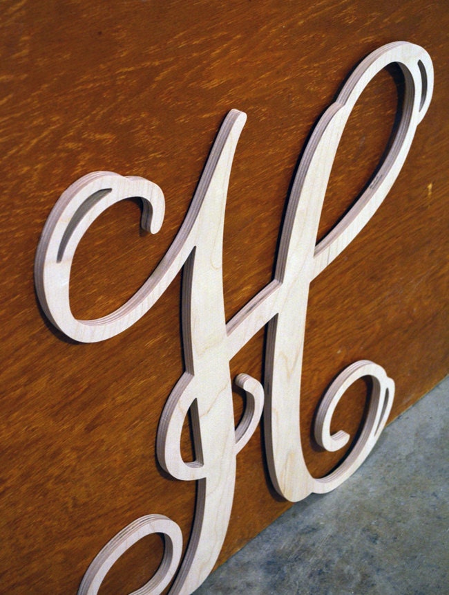 Single Wooden Letters In Vine Monogram Font Wood Wall