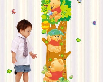 Wall Sticker Decal Winnie The Pooh height Measurement Kids Children Bedroom Daycare Home Decor DIY Removable Vinyl