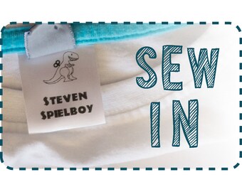 Kid's custom clothing label name tags, name label sew-in fabric: Washer and dryer safe for school uniforms, clothing, soft toys and more
