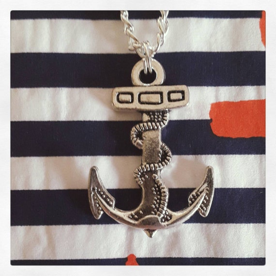 Large Anchor Pendant Necklace