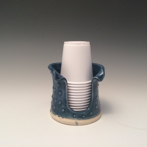 Porcelain Bathroom Cup Holder 3 oz In Vivid by PotteryByYvonne