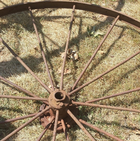 4 Antique Cast Iron Wagon Wheels Extra Large 54