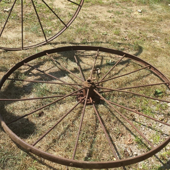 4 Antique Cast Iron Wagon Wheels Extra Large 54