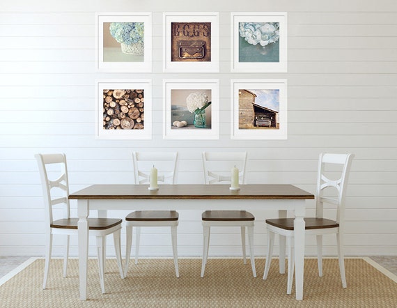 Farmhouse Wall Decor Rustic Wall Art SET of SIX Prints Blue | Etsy