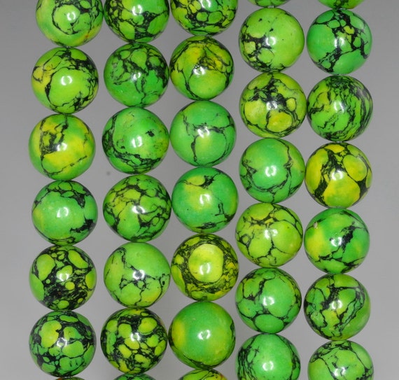 10mm Green Turquoise Gemstone Lime Round 10mm Loose Beads 16
