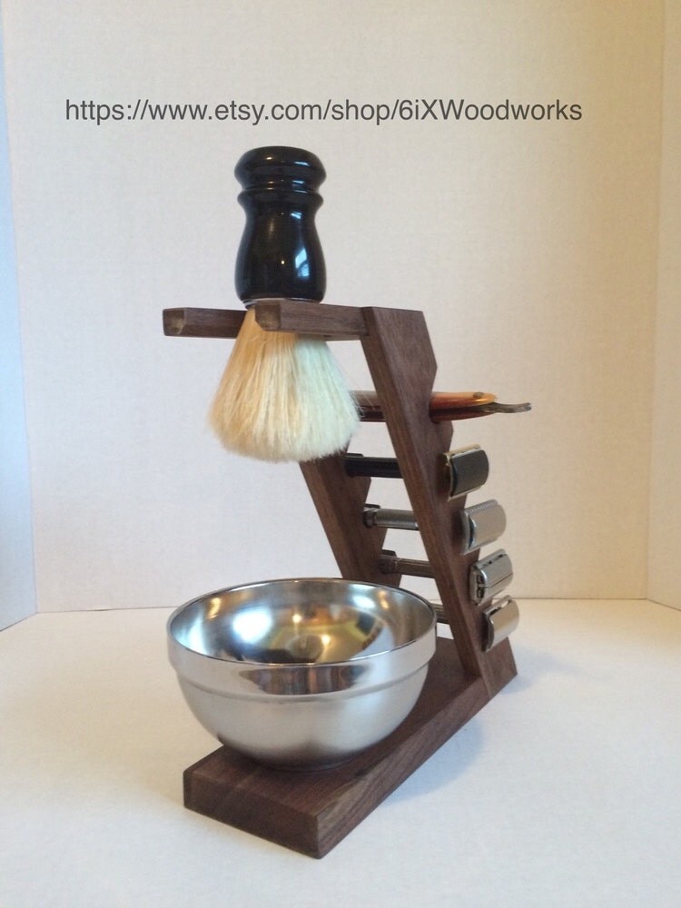 Walnut 5 Razor Display/Shaving Stand by 6ixWoodworks on Etsy